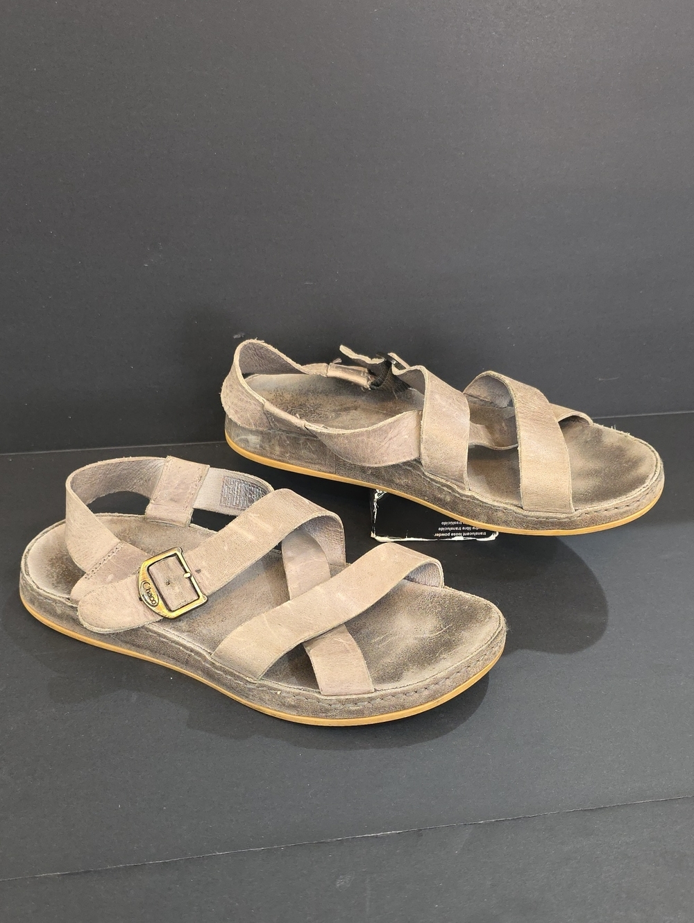 Chaco Taupe Strappy Leather Sandals with Buckle Size 6
